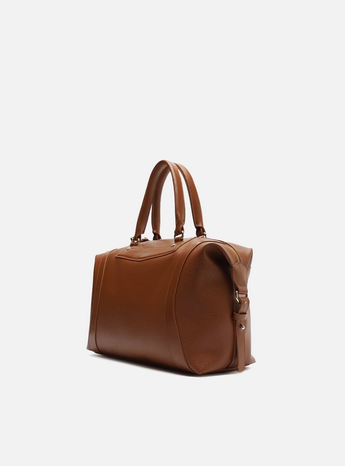 Bolsa Tiracolo Marrom Média Detalhe Moldura