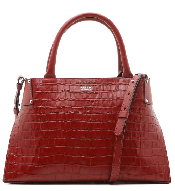 Bolsa Tote Vermelha Croco Roberta Grande Soft Rubi