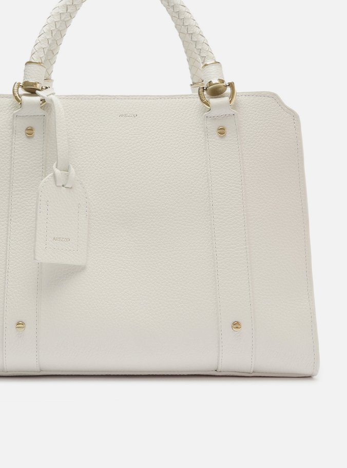 Bolsa Tote Branca Couro Piazza Grande Alças