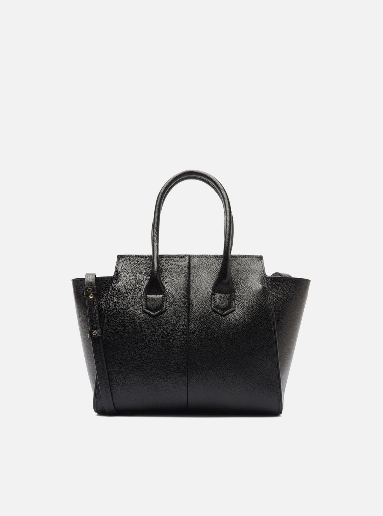 Bolsa Tote Preta Couro Média Bolso Zíper — foto 3