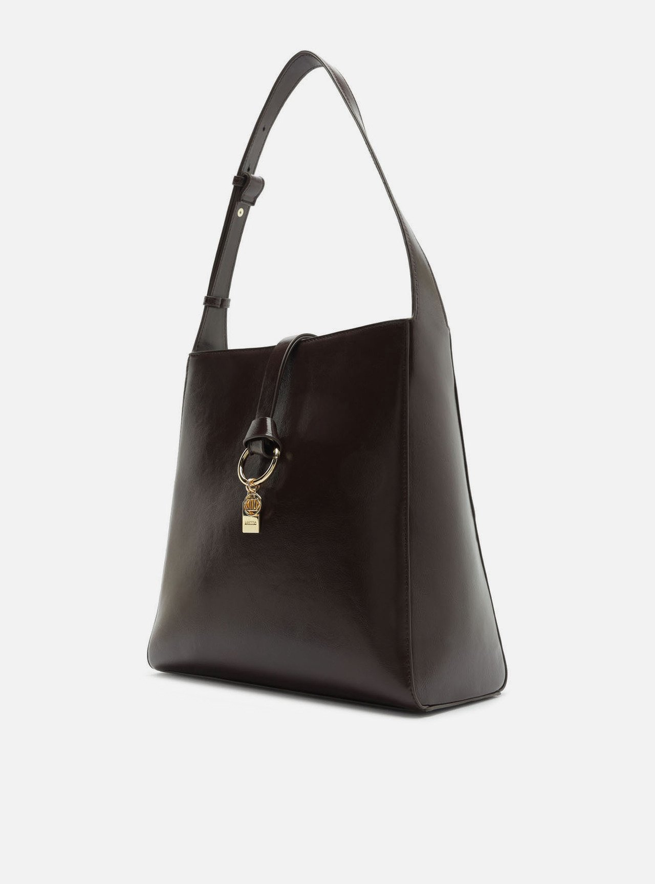 Bolsa Hobo Marrom Média Metais Dourados — foto 2