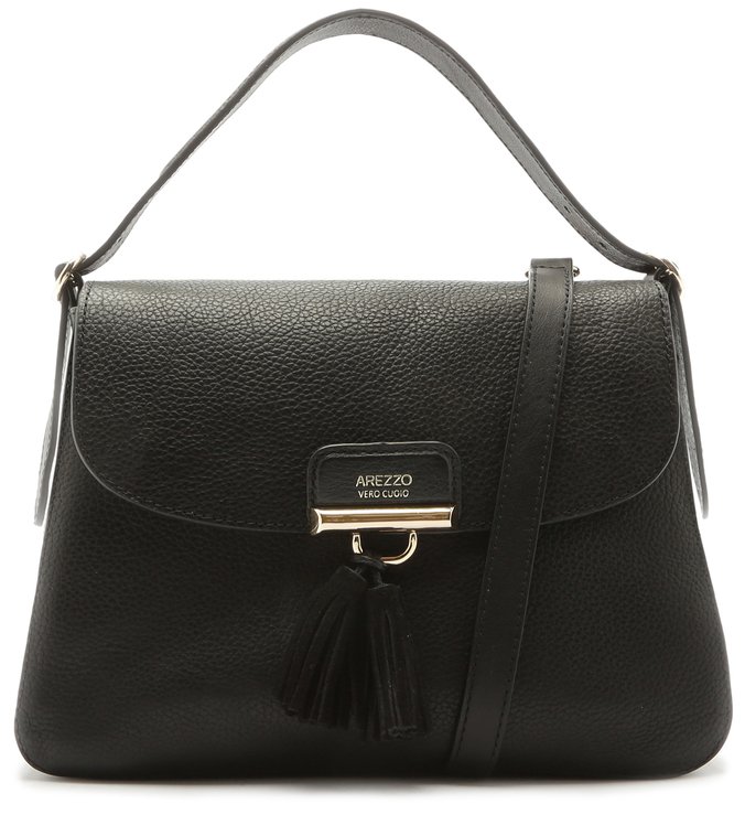 Bolsa Satchel Couro Lívia Grande Preta