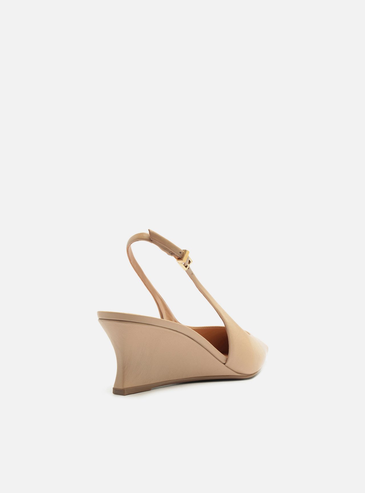 Scarpin Bege Couro Salto Baixo Anabela Slingback — foto 3