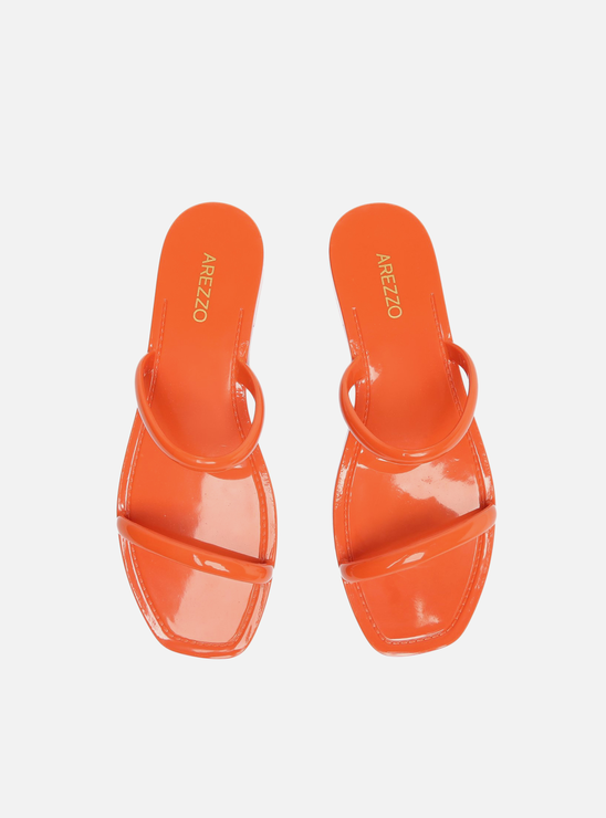 Kit Rasteira Laranja Brilho e Bag Transparente Brizza