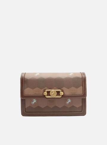 Bolsa Tiracolo Marrom Couro Estampa  Média