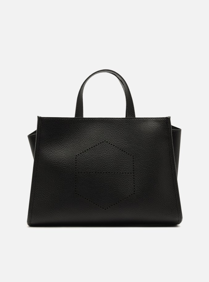 Bolsa Tote Preta Grande Logo Perfurado