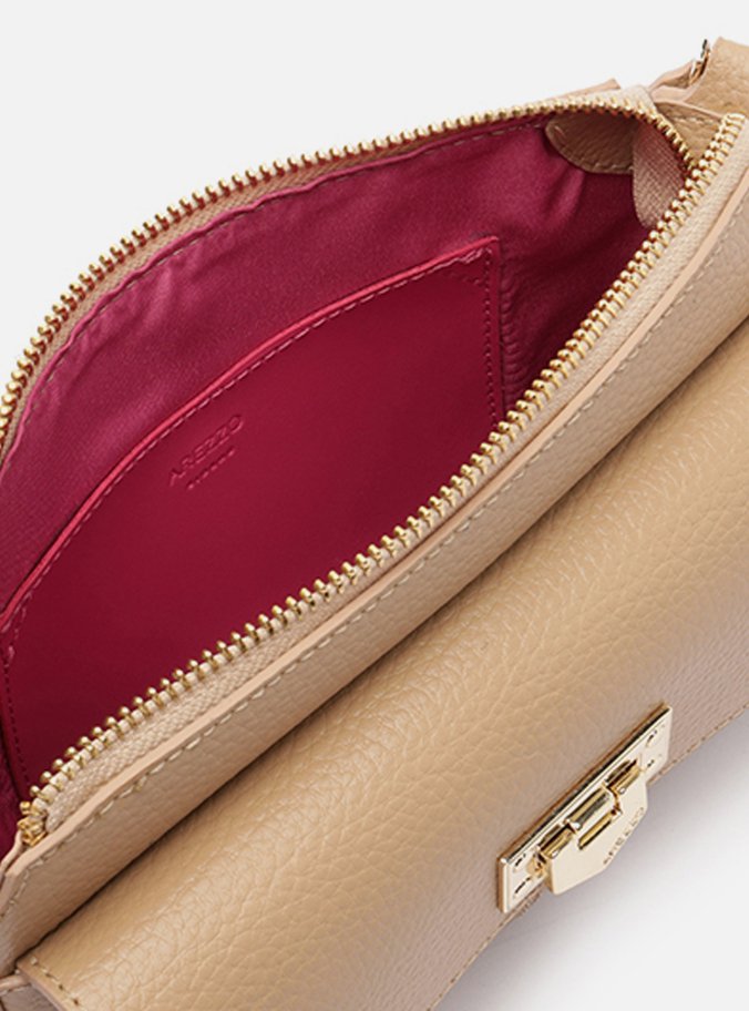 Bolsa Tiracolo Bege Pequena Encaixe Metal