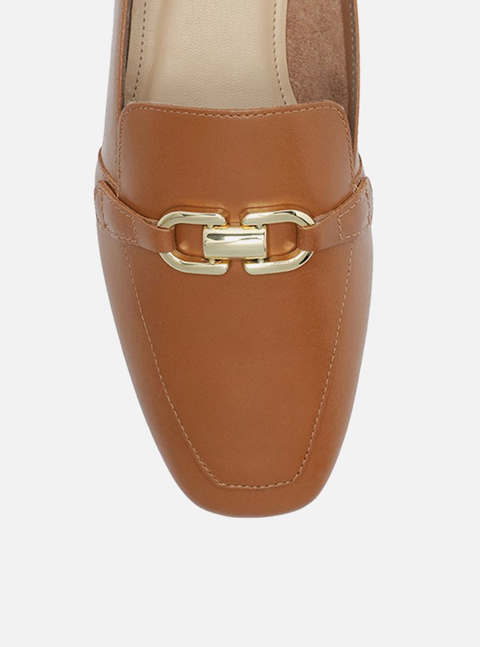 Mocassim Marrom Bico Quadrado Rasteiro