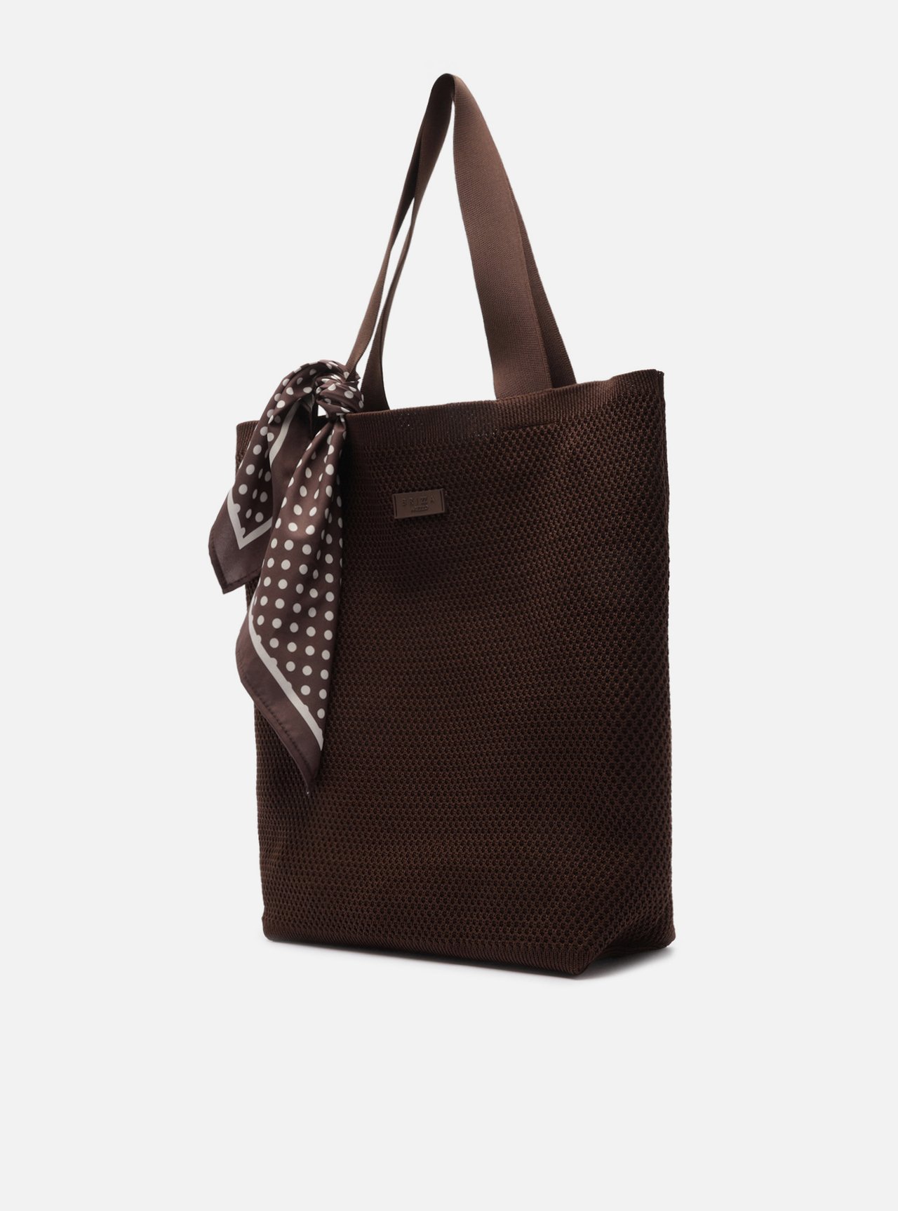 Bolsa Shopping Marrom Crochê Grande Lenço Brizza — foto 2