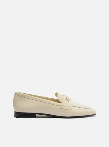 Mocassim Branco Couro Tira Metal