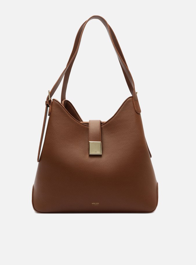 Bolsa Hobo Marrom Grande Metal