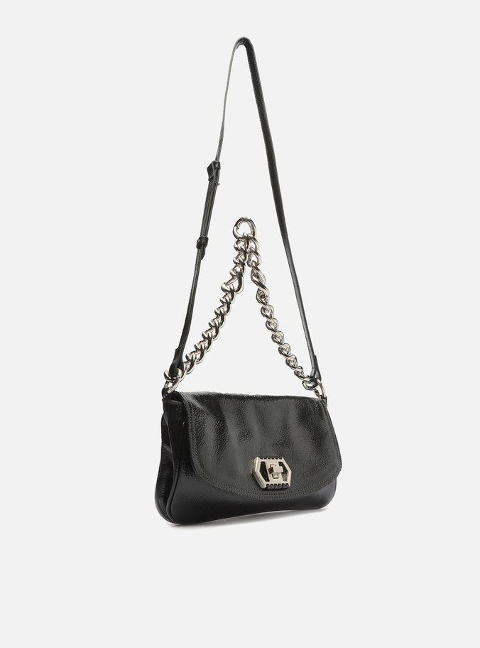 Bolsa Tiracolo Preta Couro Amélia Pequena