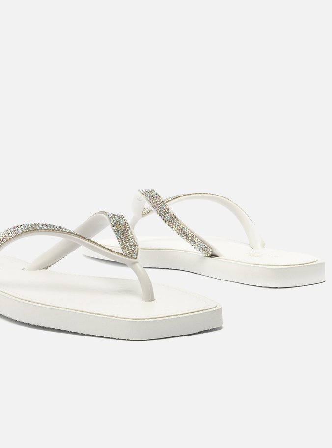 Chinelo de Dedo Branco Recouro Square Strass
