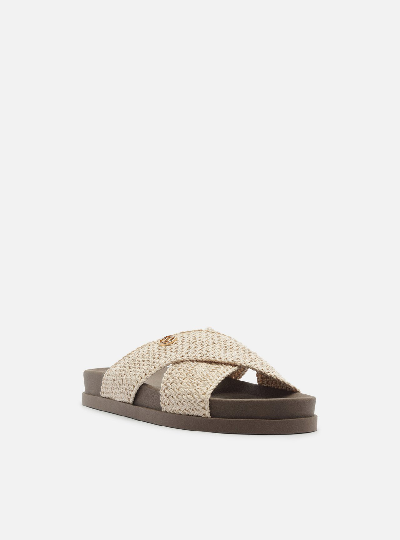 Sandália Slide Off White Tiras Crochê Brizza — foto 2