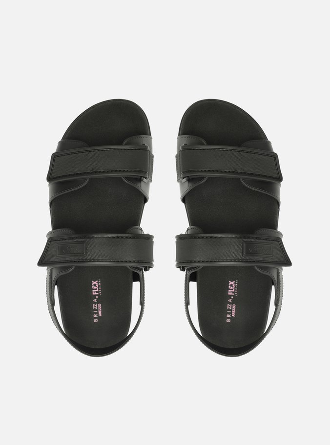 Sandália Papete Preta Velcro Liz Flex