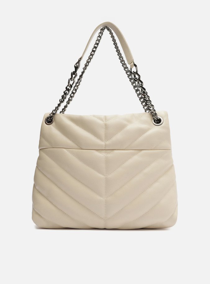 Bolsa Tiracolo Branca Couro Matelassê Grande