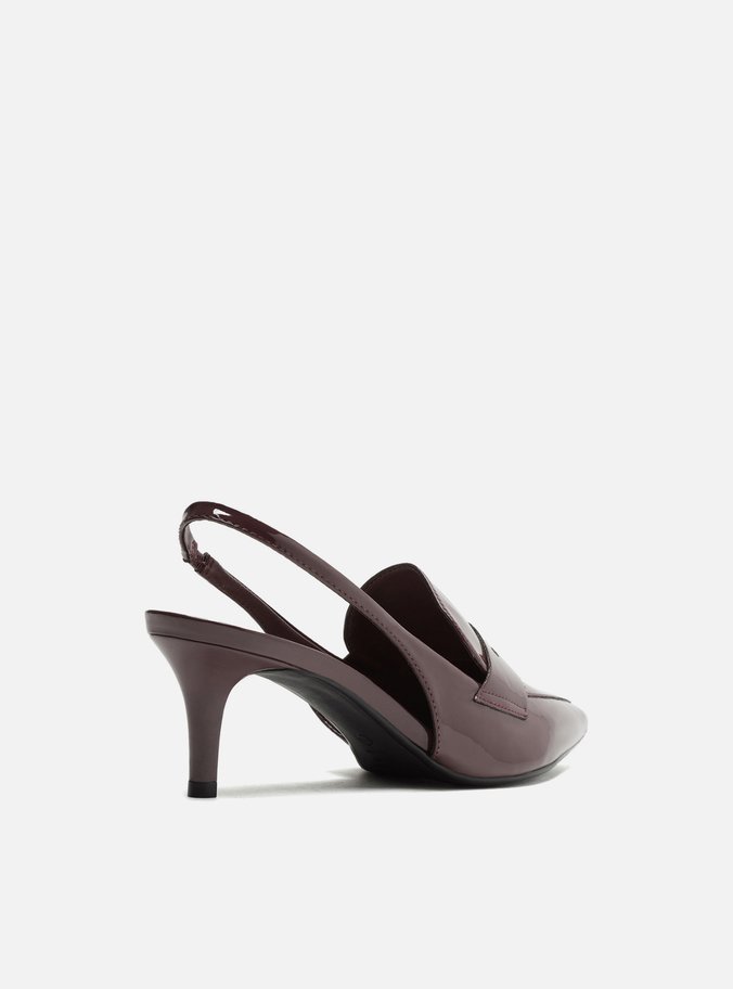 Scarpin Vinho Verniz Salto Baixo Sling Back