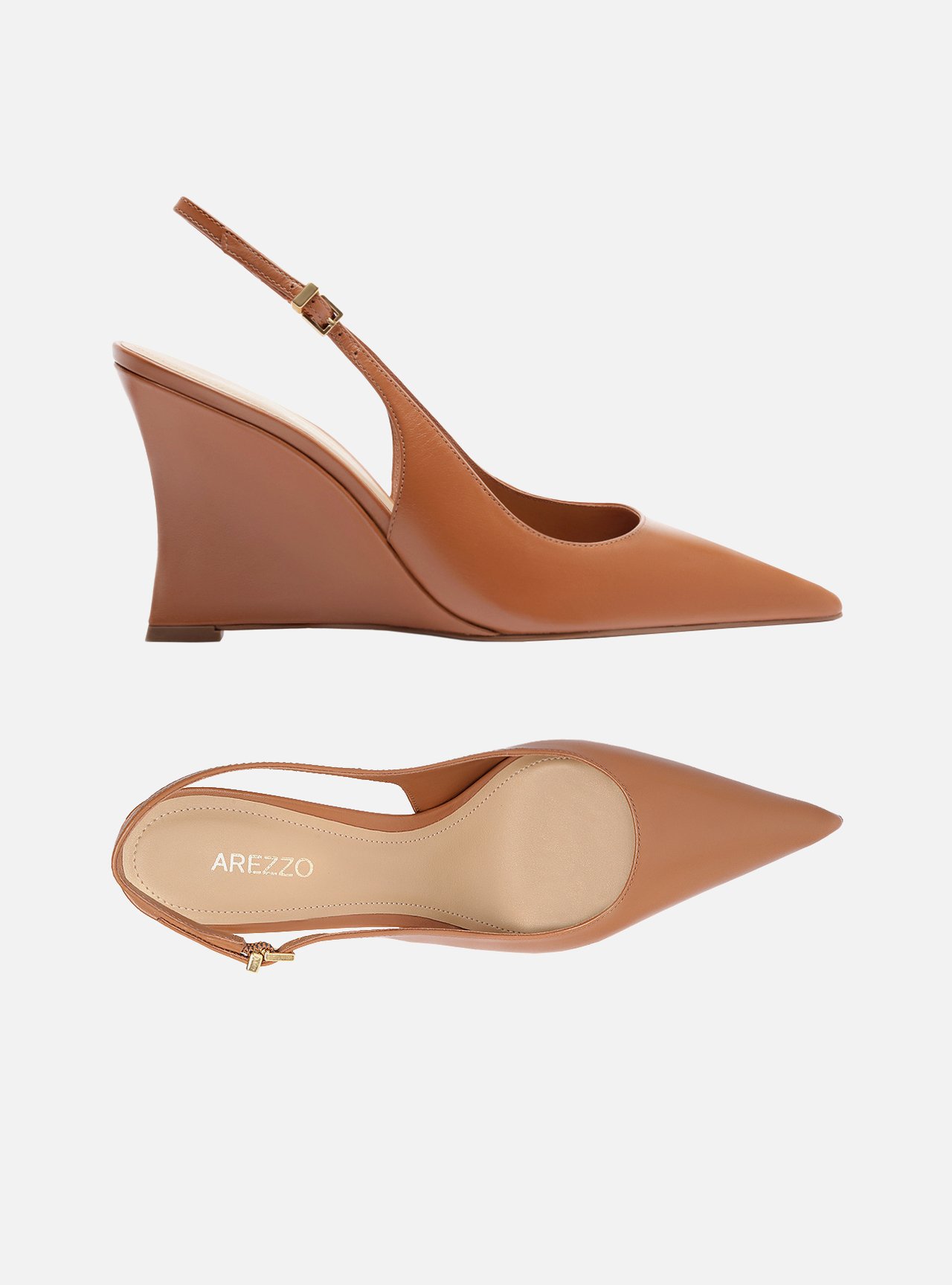 Scarpin Caramelo Couro Salto Alto Anabela Slingback — foto 5
