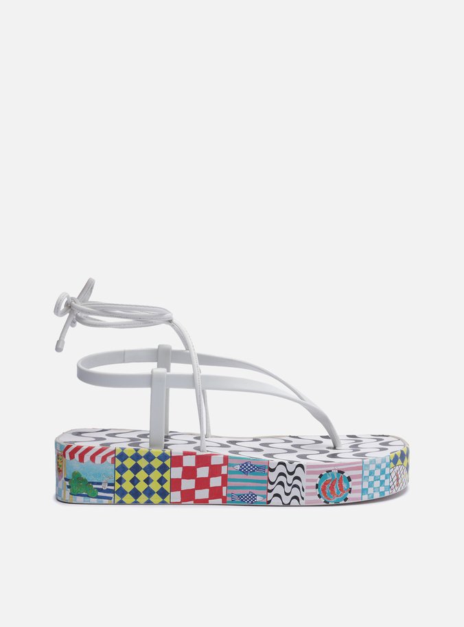 Sandália Multineutra Estampada Flatform Amarração Bela