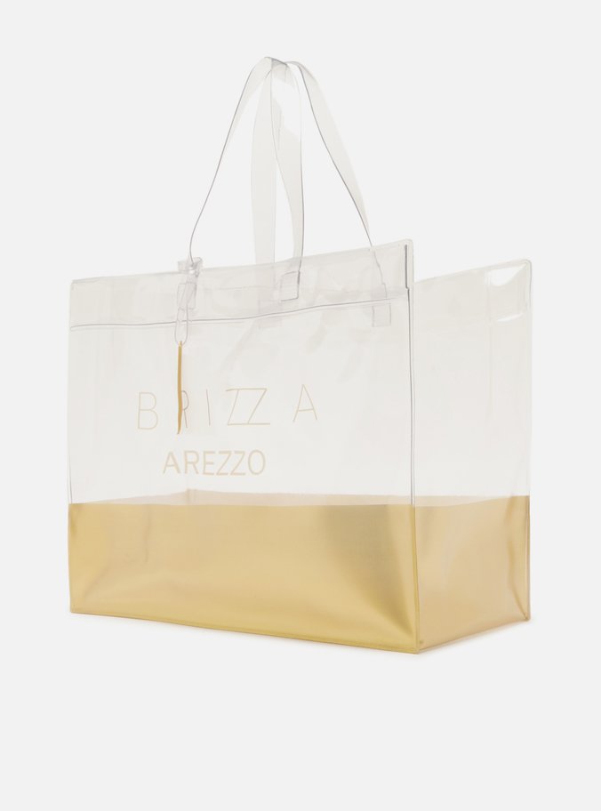 Bolsa Shopping Dourada Vinil Liz Logo Grande
