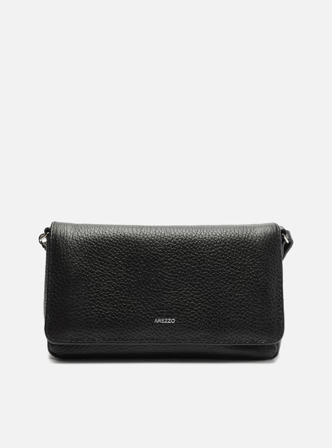 Bolsa Tiracolo Preta Couro Pequena Retangular