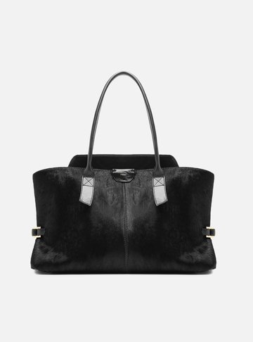 Bolsa Shopping Preta Pelo Couro Grande