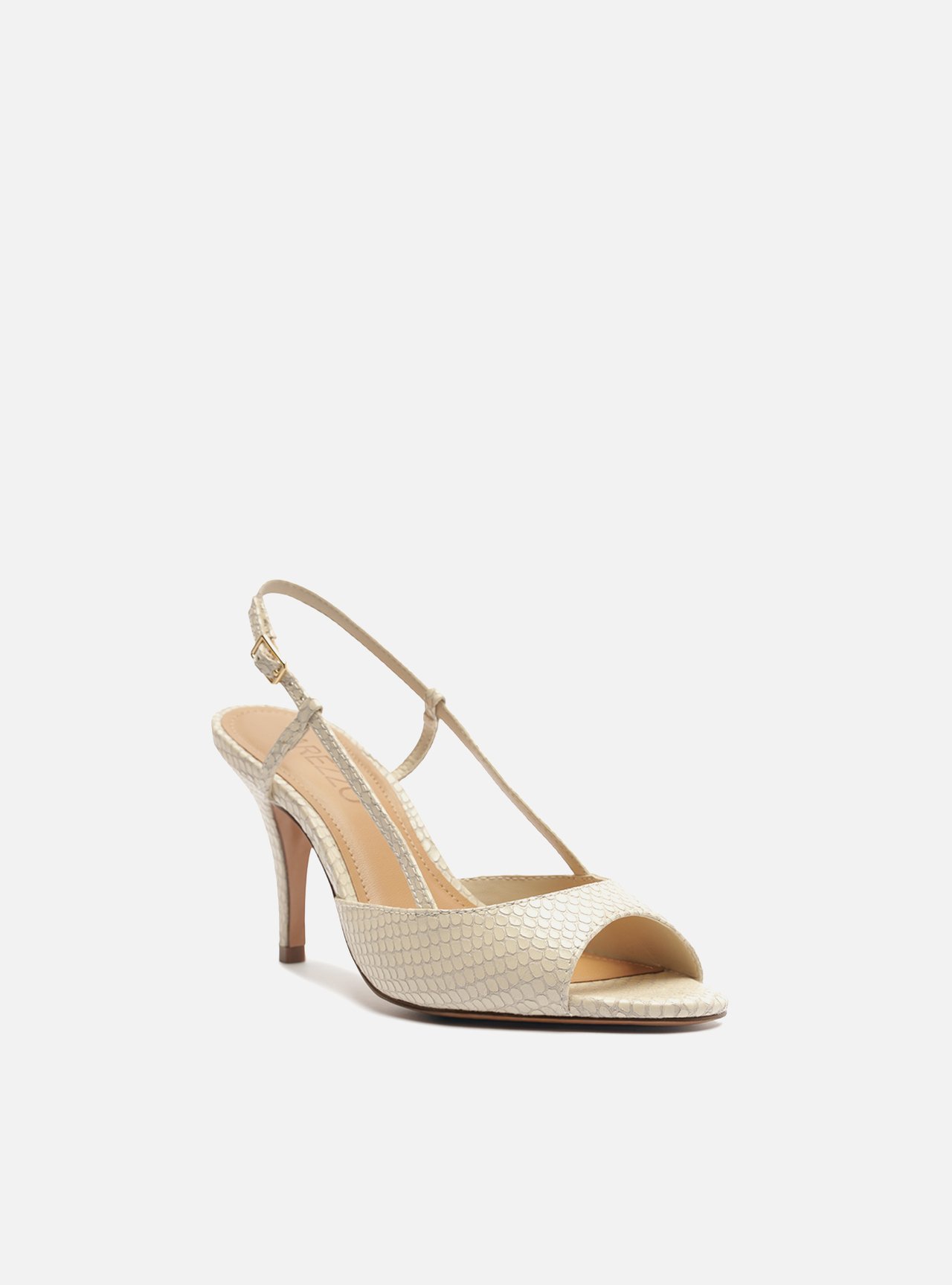 Scarpin Peep Toe Off White Textura Snake — foto 2