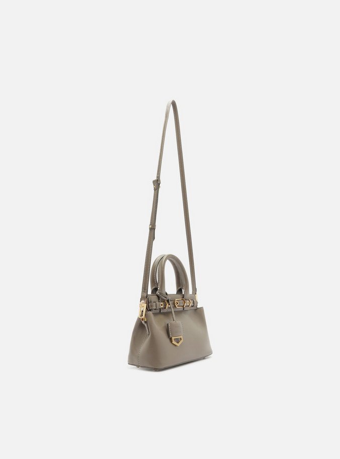 Bolsa Tote Cinza Couro Pequena Bag Charm Victória