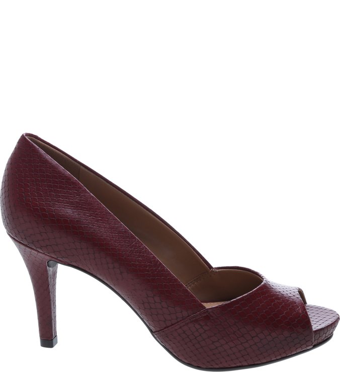 Scarpin Couro Peep Toe Snake Syrah