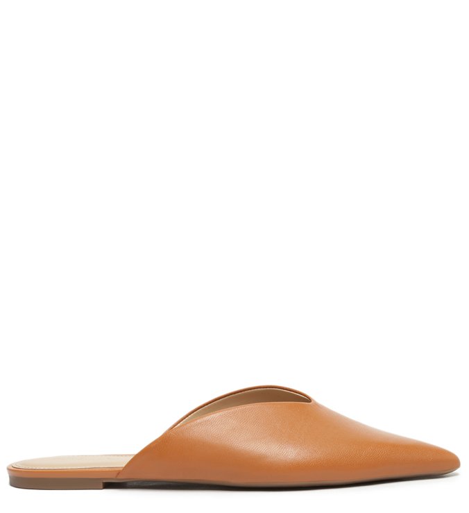 Mule Marrom Couro Rasteira