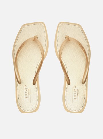 Chinelo de Dedo Dourado Recouro Metal Square