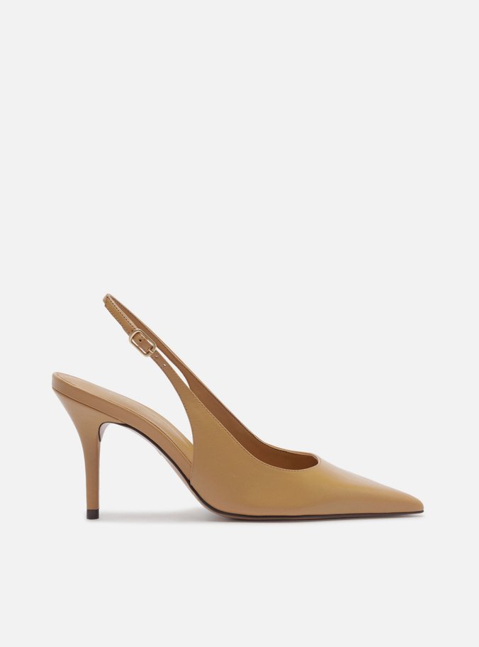 Scarpin Marrom Salto Fino Fivela Slingback