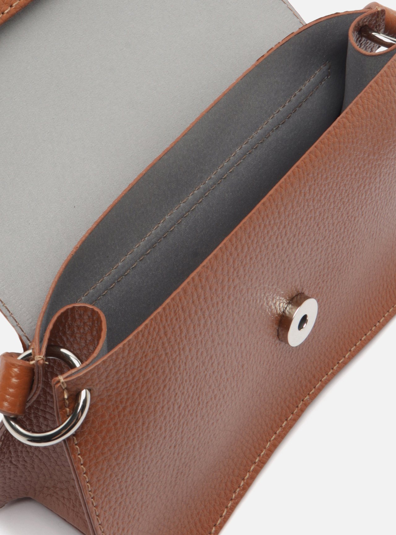 Bolsa Tiracolo Marrom Média Granulada Metais — foto 4