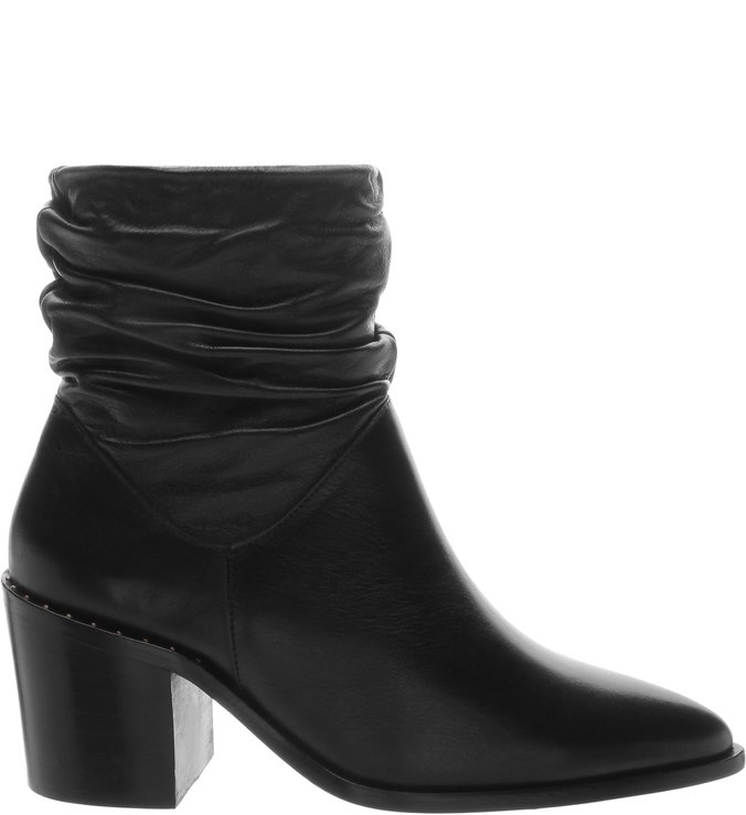 Slouch Boot  Couro Cano Médio  Preta