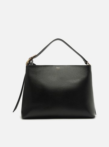 Arezzo — Bolsa Tote Preta Couro Grande Fivela Oval