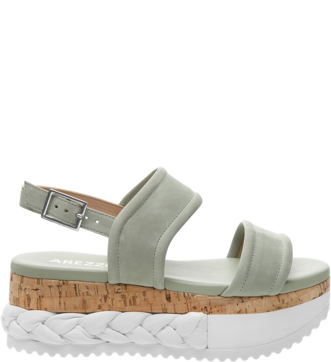 Sandália Nobuck Plataforma Reta Soft Mint