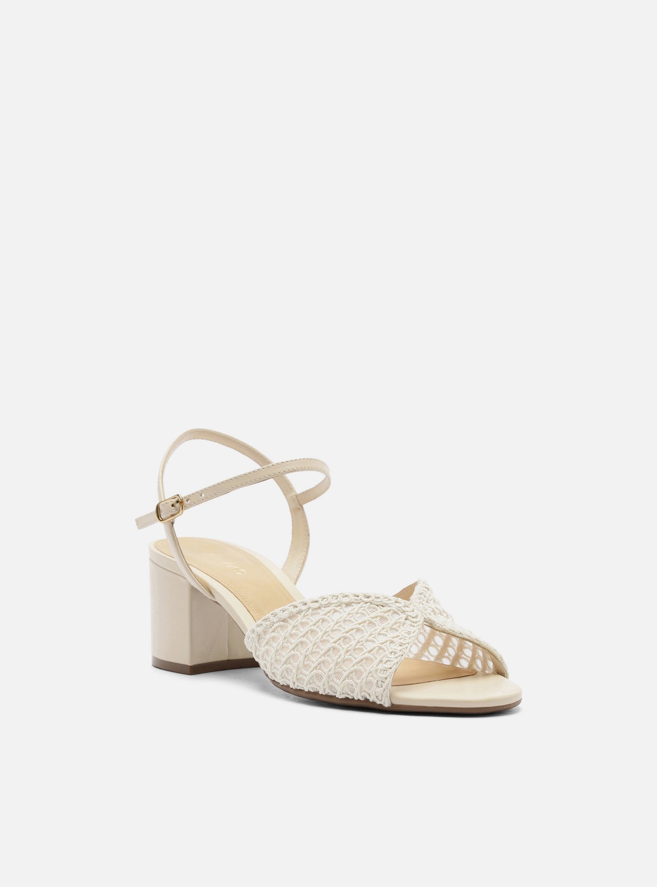 Sandália Off-White Salto Médio Tiras Bordado — foto 2