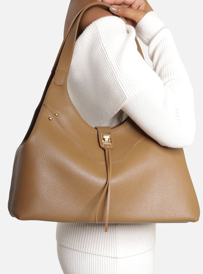 Bolsa Hobo Marrom Grande Metais