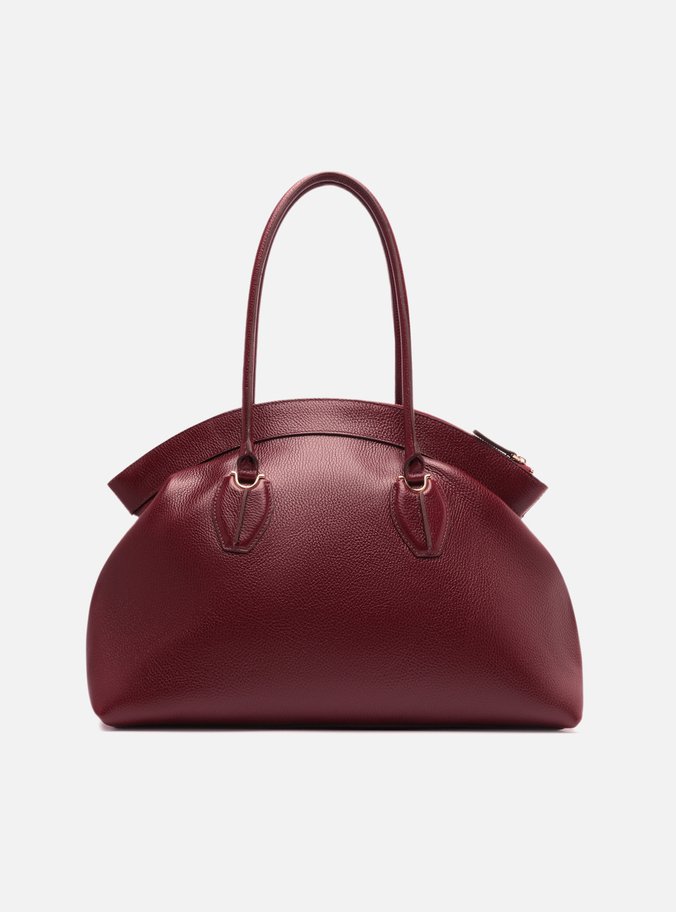 Bolsa Shopping Vermelha Couro Grande Moderna