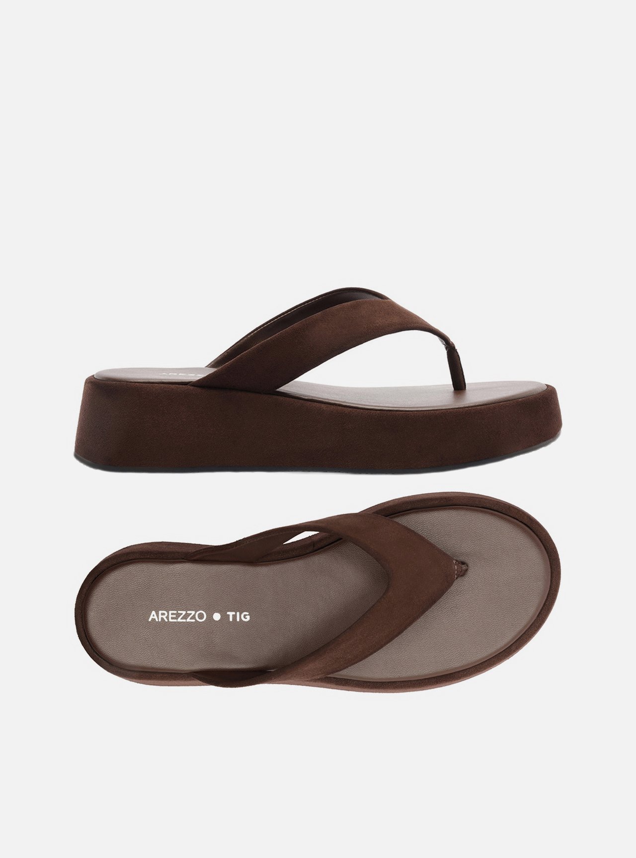 Sandália Marrom Acamurçada Flatform Flip Flop TIG — foto 5