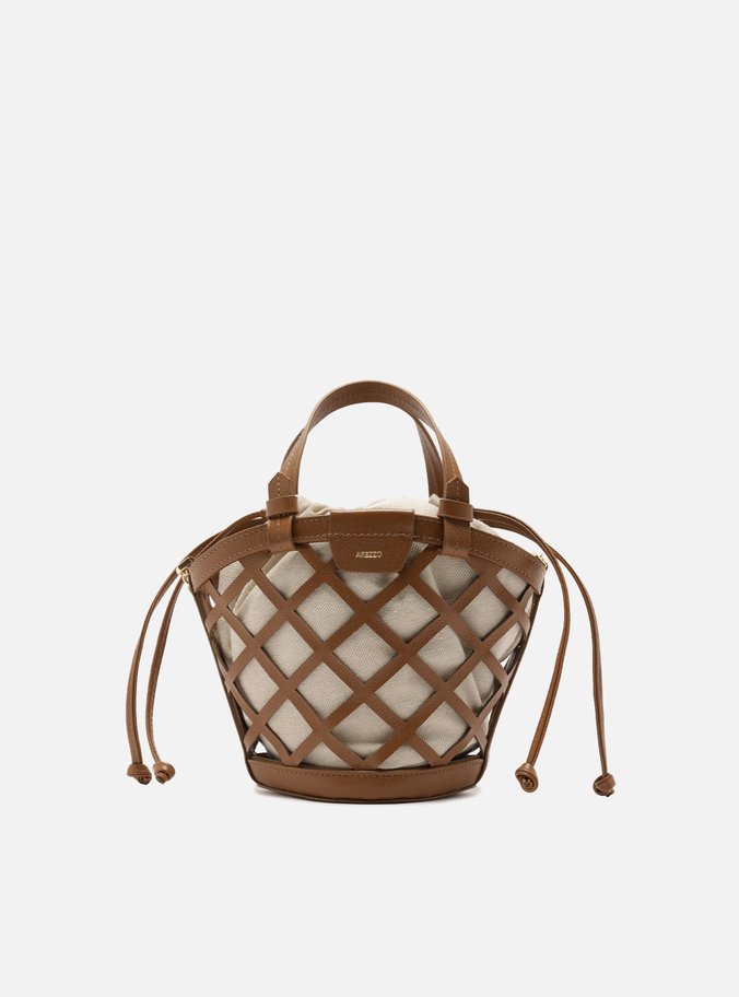 Bolsa Tiracolo Marrom Couro Pequena Vazada Mel