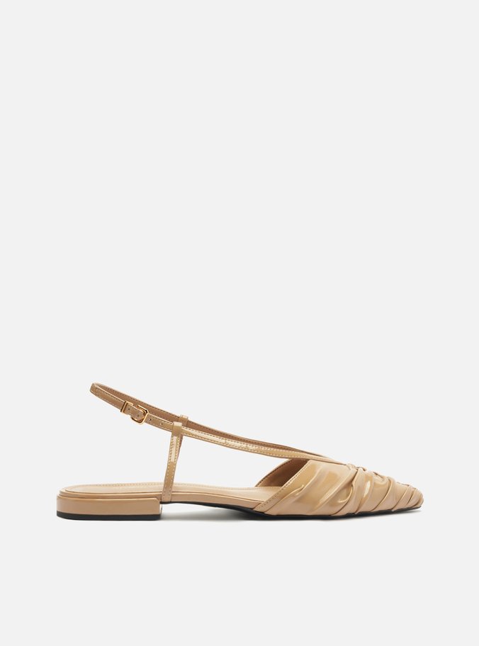 Sapatilha Nude Verniz Bico Fino Slingback
