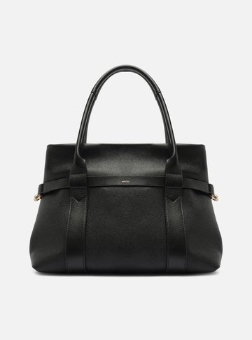 Arezzo — Bolsa Tote Preta Couro Grande Metais
