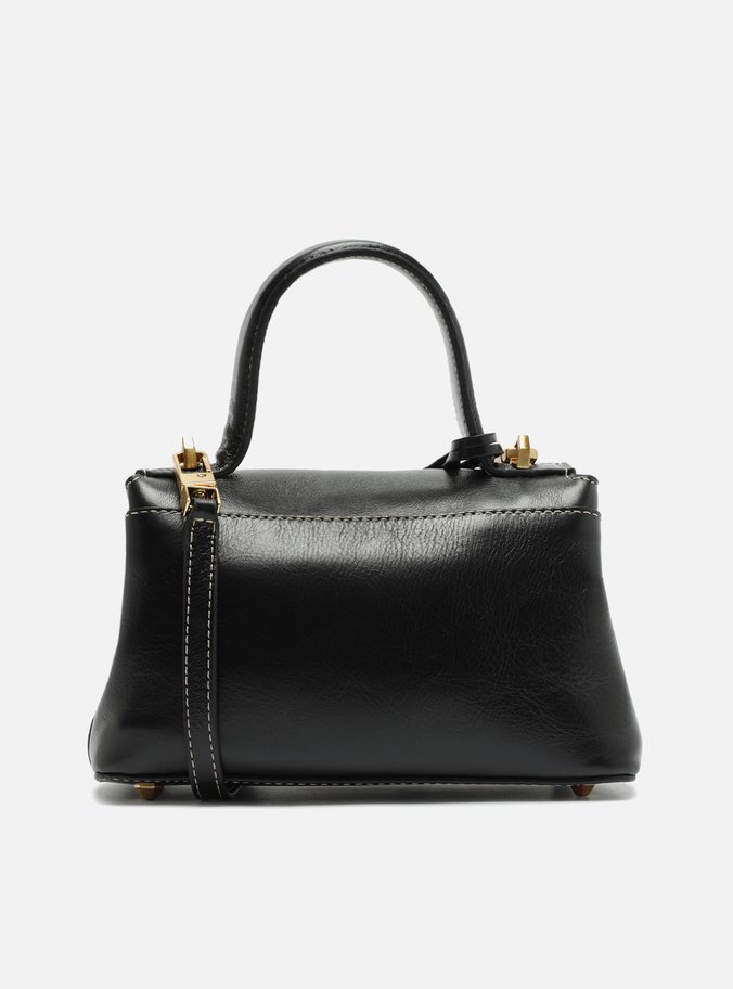Tiracolo Preta Couro Pequena Bag Charm Victória