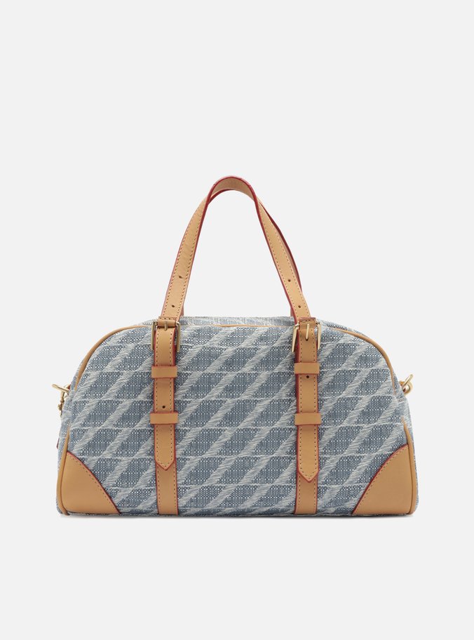 Bolsa Bowling Jeans Jacquard Grande Marrom