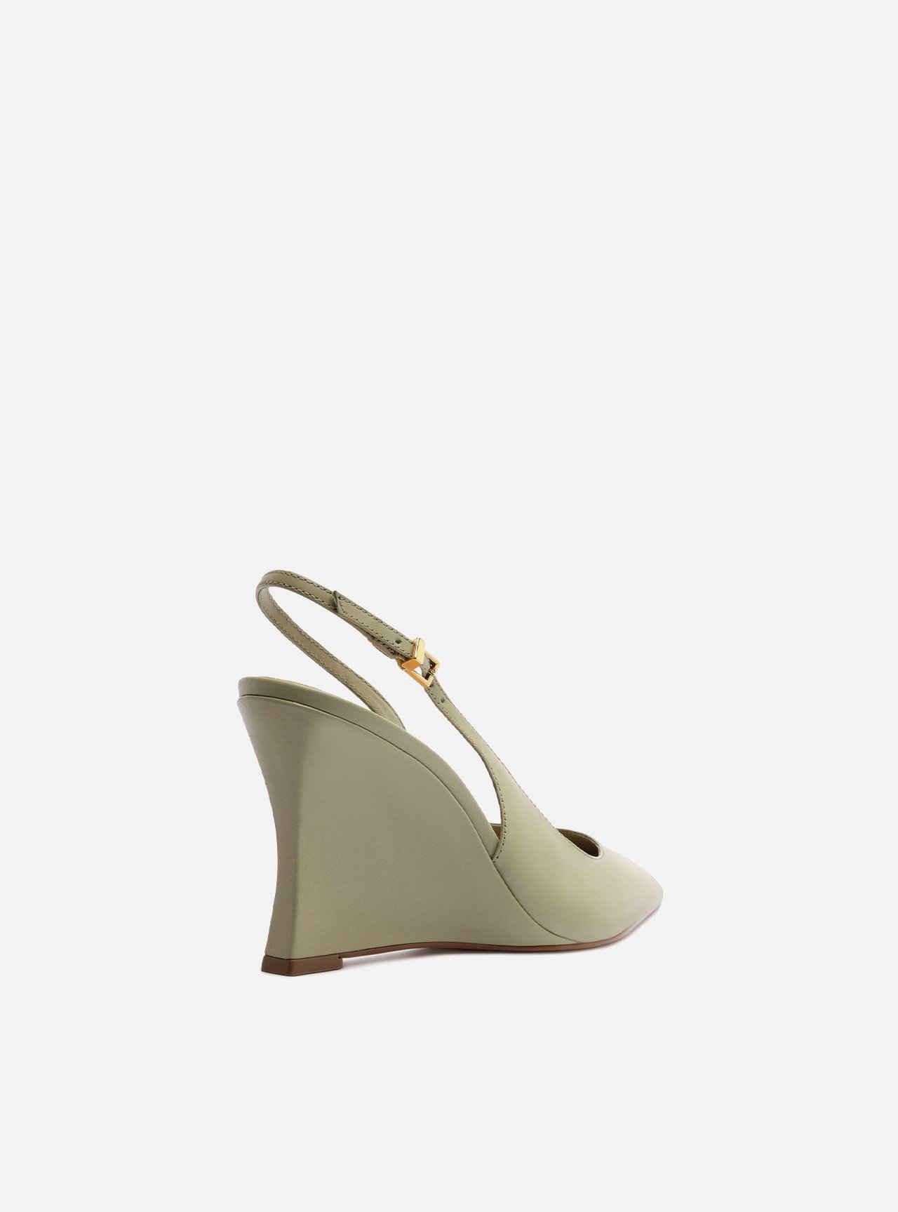 Scarpin Verde Oliva Couro Salto Alto Anabela Slingback — foto 3