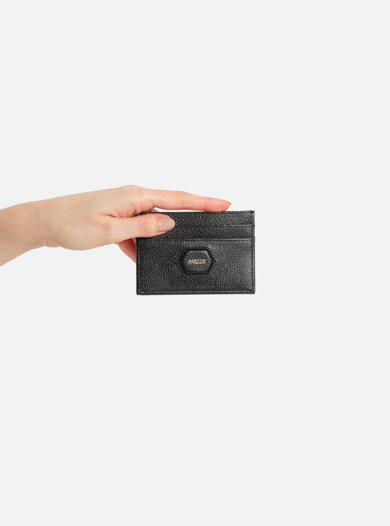 Porta-Cartões Preto Couro Tag Hexagonal — foto 4