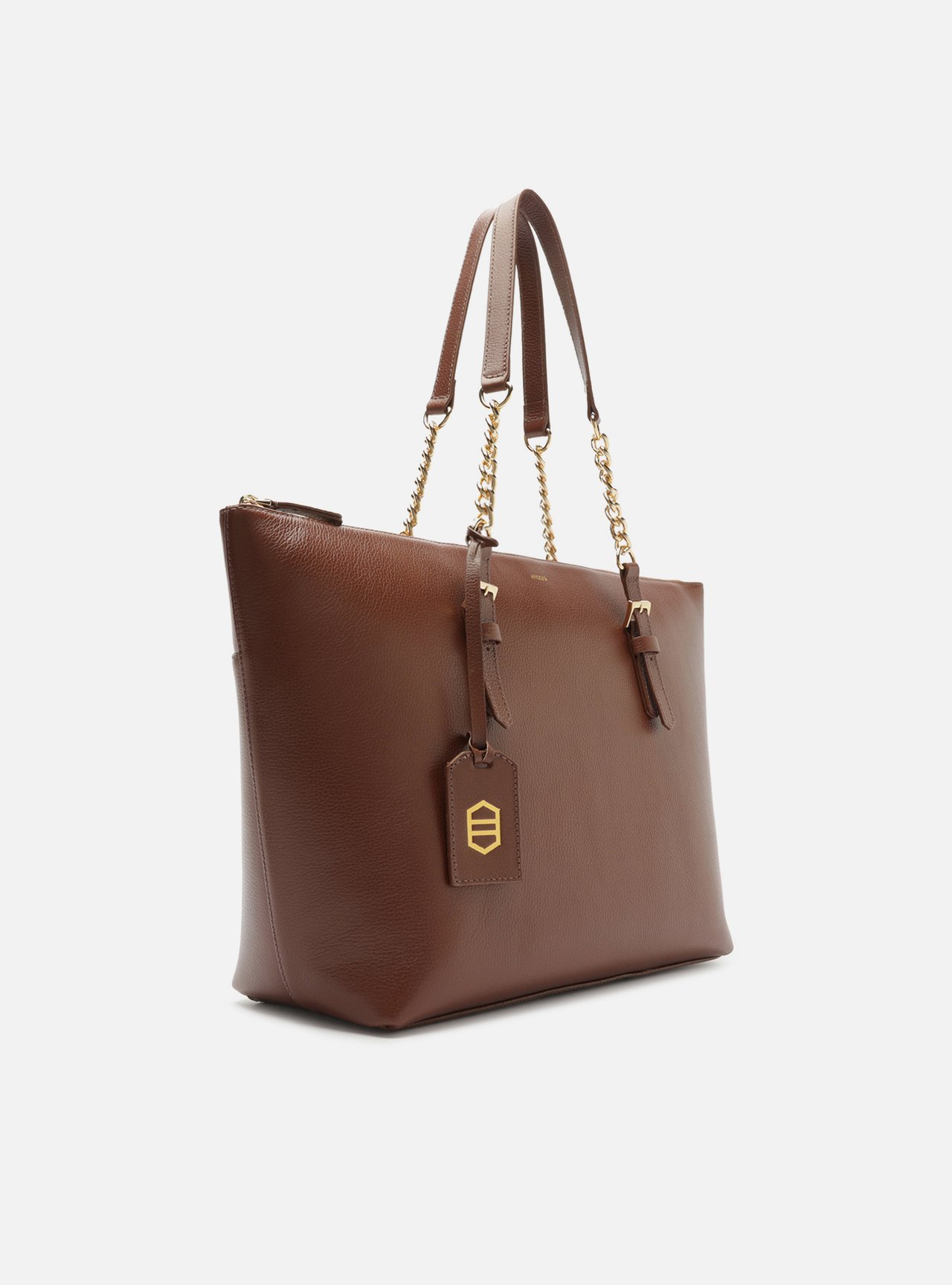 Bolsa Shopping Marrom Couro Grande Corrente — foto 5