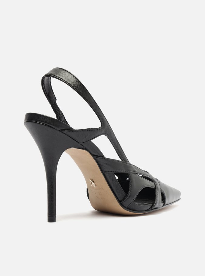 Scarpin Preto Couro Salto Alto Bico Fino Hazel