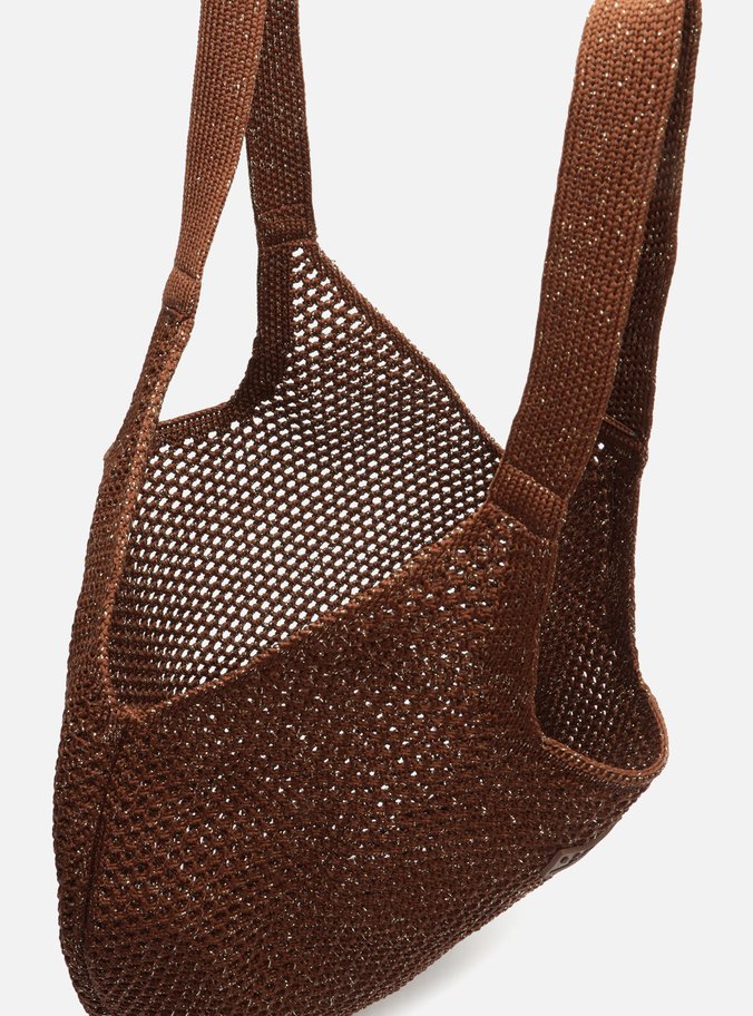 Bolsa Shopping Marrom Crochê Mayra Grande